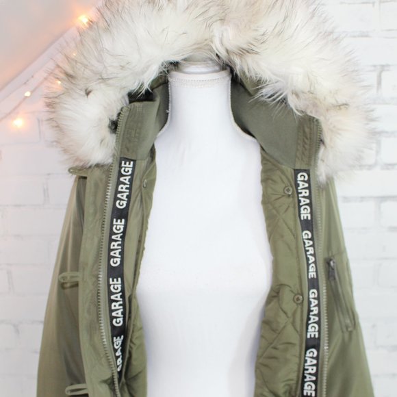 Garage Clothing Army Green Puffer Coat - Picture 6 of 7